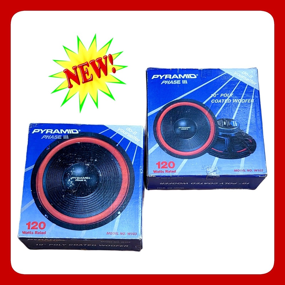 2 Pyramid Phase III W103 10 Inch Poly Coated Woofer 120W 4 Ohm Speaker Pair Set